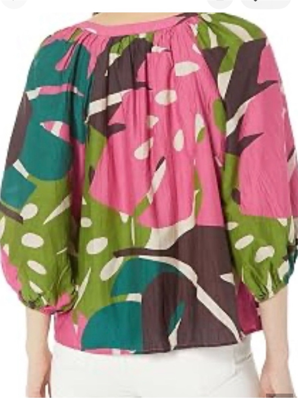 Velvet by Graham & Spencer Pink Multi Floral V Neck Silk Blend Abstract Blouse S - Picture 3 of 10